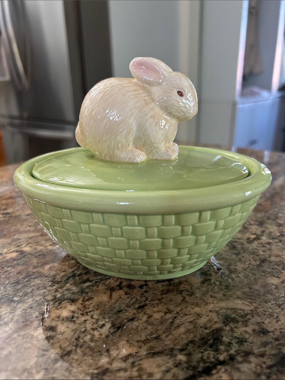 Hallmark Ceramic Bunny Lidded Bowl in Light Green